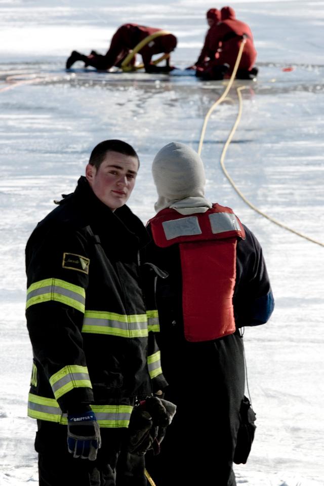 January 2009- Putnam Lake Firefighters practice the skills needed to rescue someone from the frozen lake